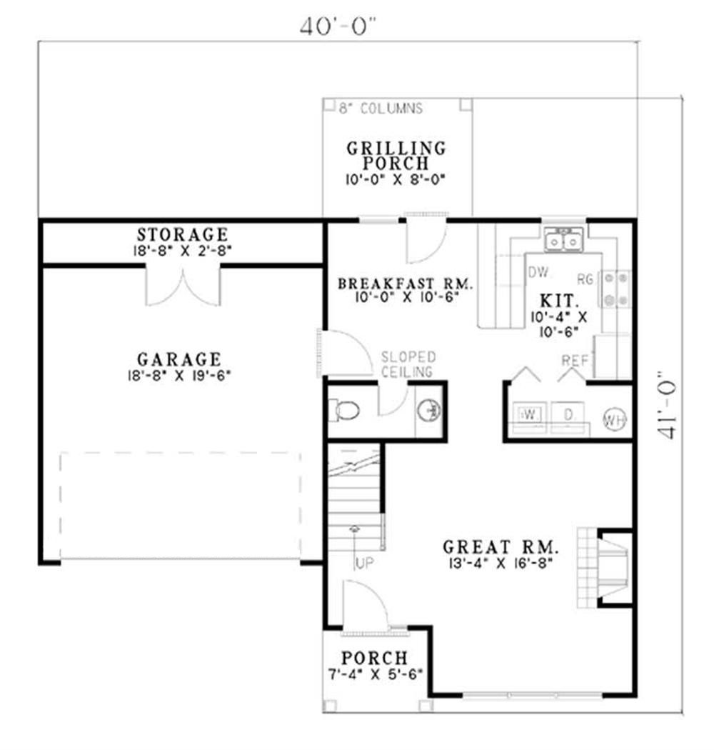 Floor Plan First Story of Southern Plan #153-1462